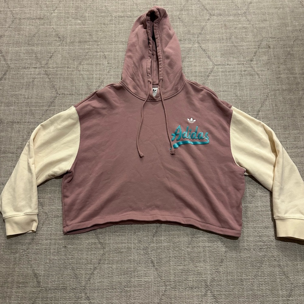 Adidas Pink and Cream Color-Blocked Sweater